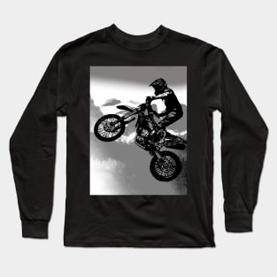 Mountain Biker - Three Sisters Mountains Motocross Rider Long Sleeve T-Shirt